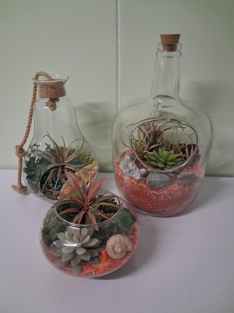 Set van 3 gevulde bloempotten, Ophalen, Zo goed als nieuw, Balkon