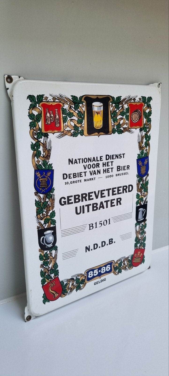 Emaille bord reclamebord bier verzameling nostalgie, Ophalen of Verzenden, Gebruikt, Reclamebord