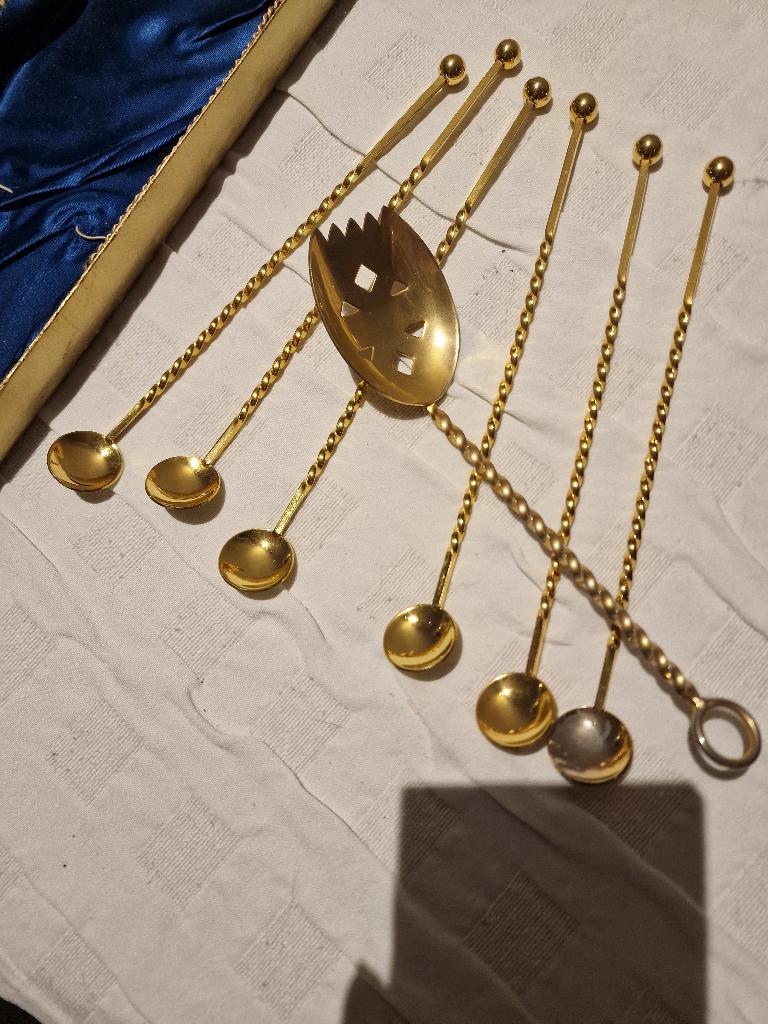 Agitateurs à cocktail en métal doré avec cuillère de service, Enlèvement ou Envoi