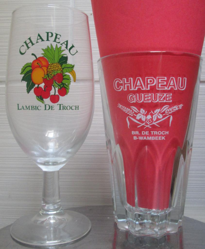 Gueuze/Lambic-glas 'Chapeau' van brouwerij De Troch, Verzamelen, Ophalen of Verzenden, Gebruikt, Glas of Glazen, Overige merken