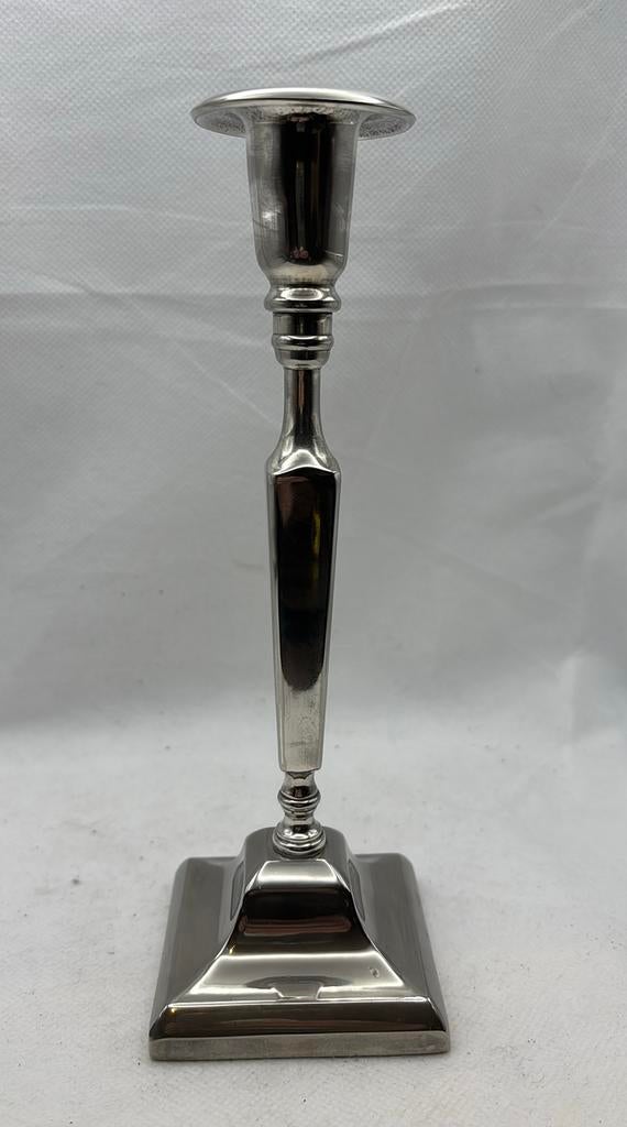 Edwardian Style Chrome Metal Candlestick - 23cm, Ophalen of Verzenden