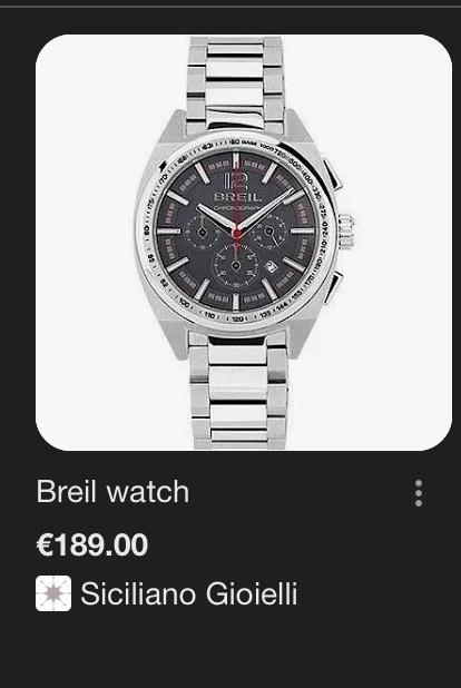 Breil horloge, Bijoux, Sacs & Beauté, Colliers, Gris, Comme neuf, Enlèvement, Autres matériaux