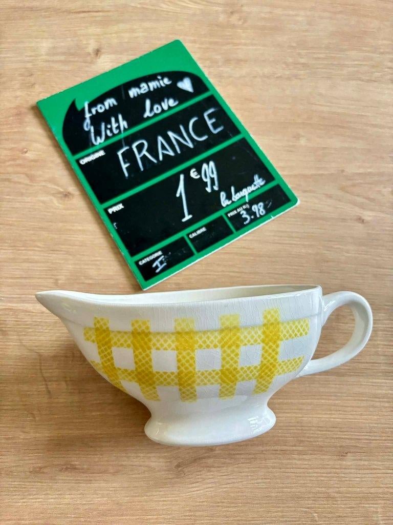 saucière vintage carreaux jaunes saint Raphaël salins, Gebruikt, Keramiek, Overige typen, Ophalen of Verzenden