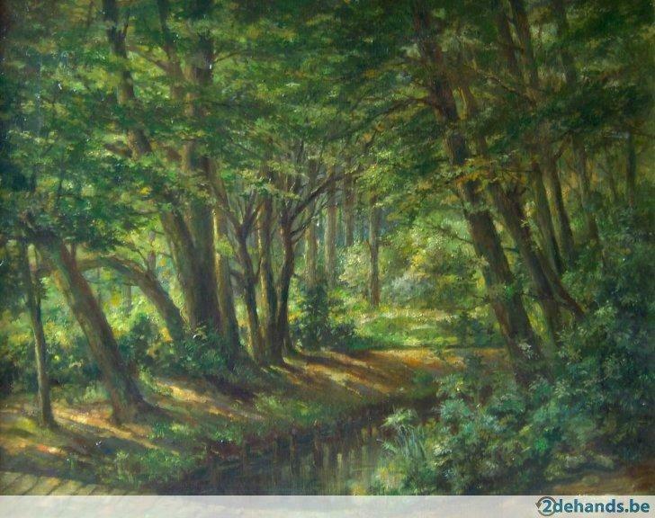 Park van Braschaat door Adolf Van Neste, Antiquités & Art, Art | Peinture | Moderne