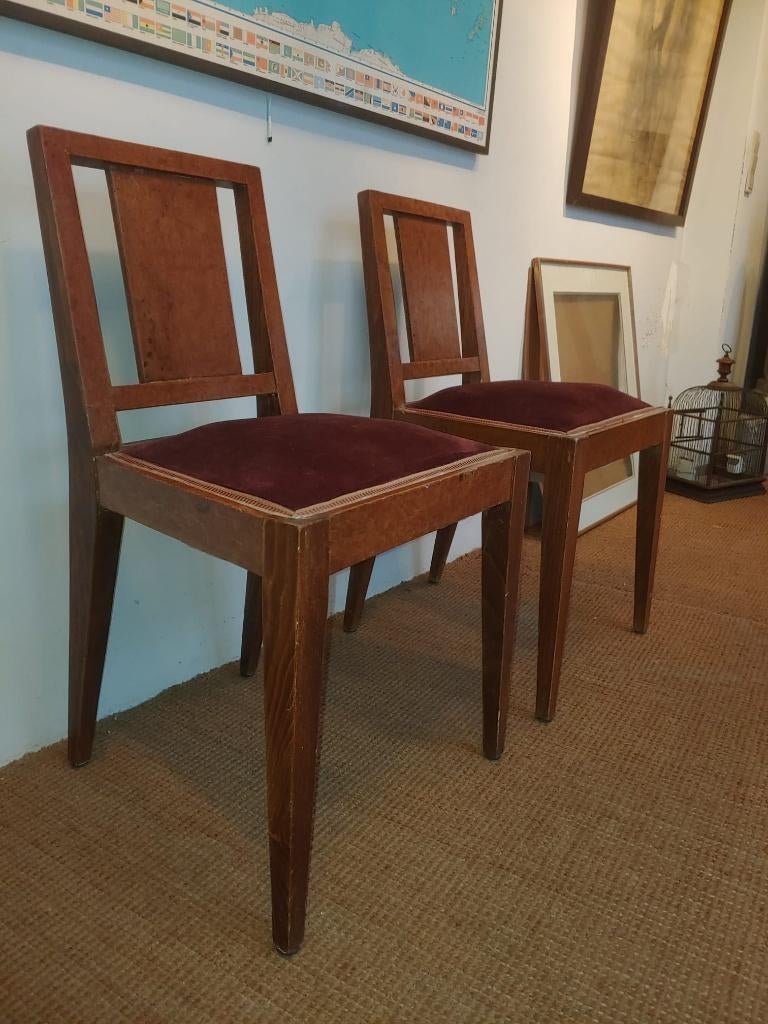 Chaises Art Déco en noyer et cerisier, Antiquités & Art, Enlèvement