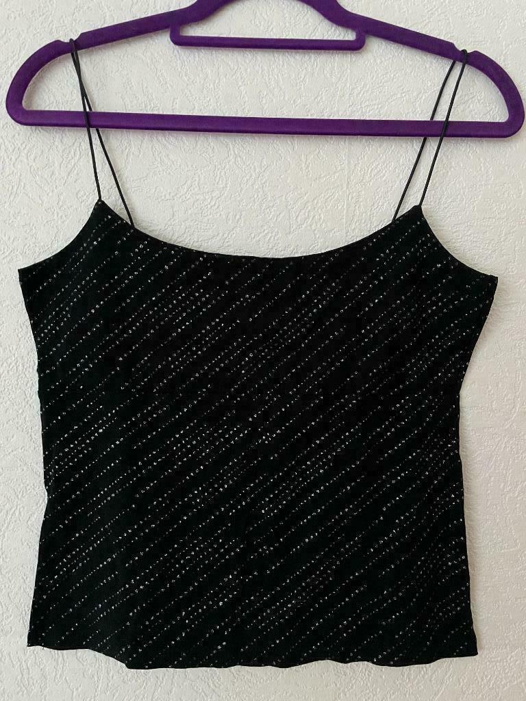 zwarte croptop met glitters, Maat 38/40 (M), Appel's, Zwart, Ophalen of Verzenden