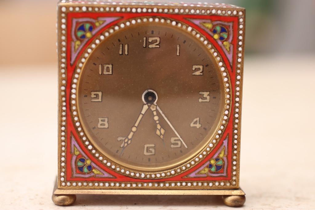 Vintage emaille art deco wekker 1930, Antiek en Kunst, Antiek | Klokken, Ophalen of Verzenden
