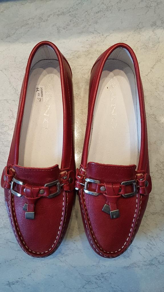Rode leren damesschoenen, Kleding | Dames, Mano, Zo goed als nieuw, Rood, Ballerina's