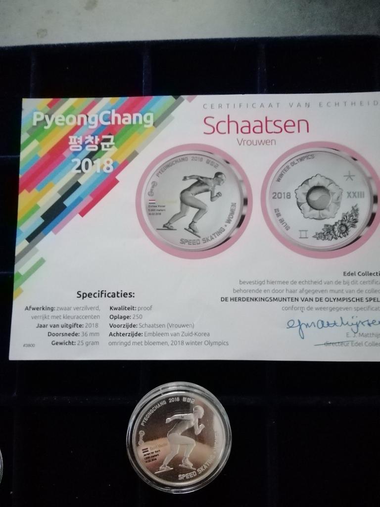 Olympische spelen 2018,herdenkingsmunt,speed skating women., Ophalen of Verzenden