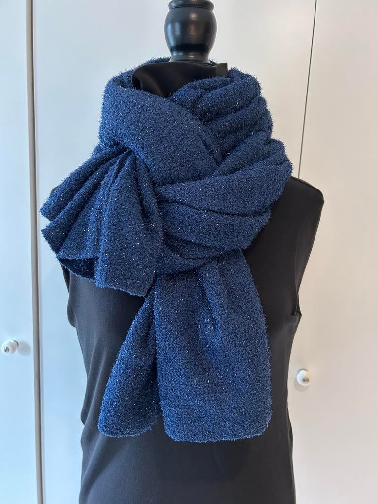 Écharpe Shanna bleue et argenté, Ophalen of Verzenden, Zo goed als nieuw, Sjaal