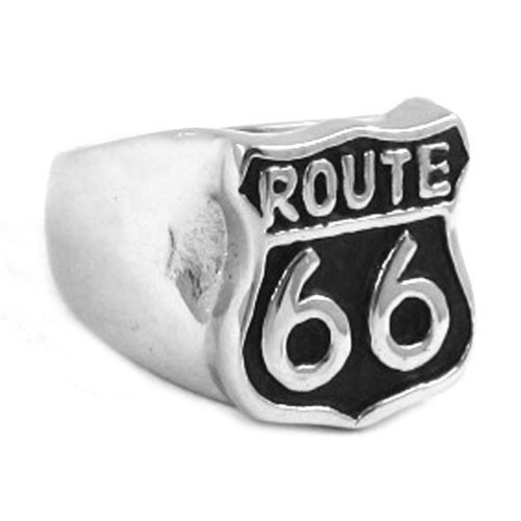 Route 66 bikerring in chirurgisch staal, Ophalen of Verzenden, Nieuw, IJzer of Staal, Dame of Heer