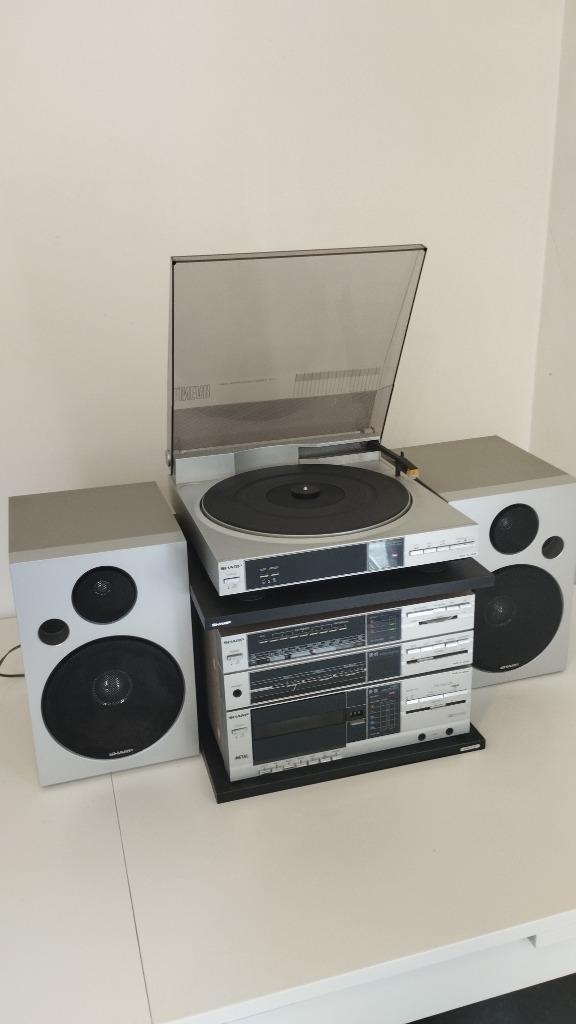 Chaine HIFI Sharp avec platine linéaire à bras tangentiel, Enlèvement ou Envoi, Utilisé, Haut-parleurs, Sharp
