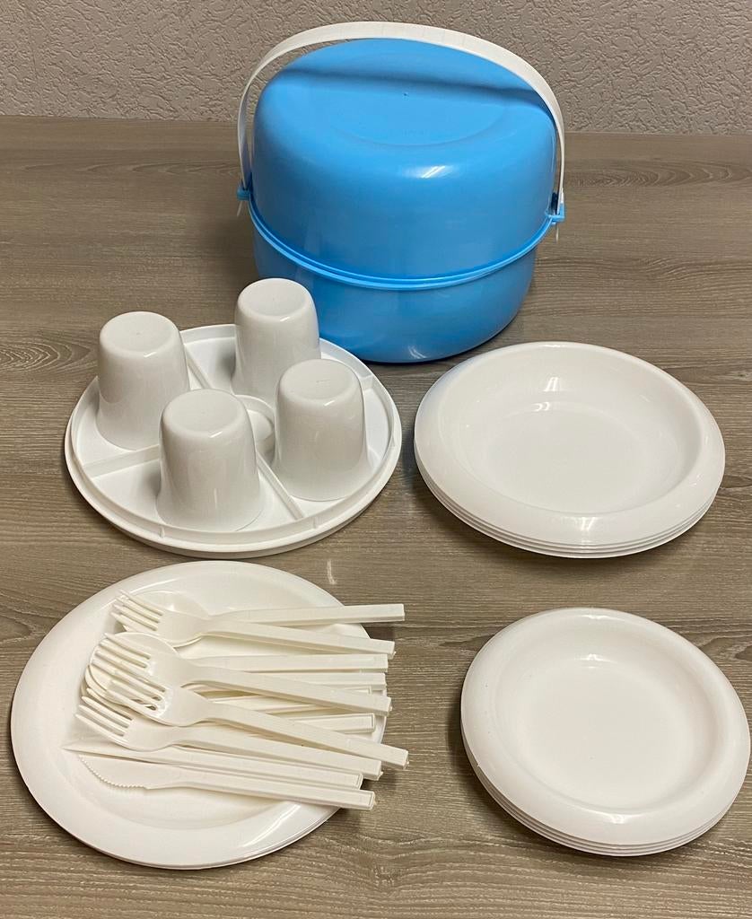Ensemble de pique-nique pour 4 personnes, prix : 10€, Caravanes & Camping, Enlèvement ou Envoi, Utilisé