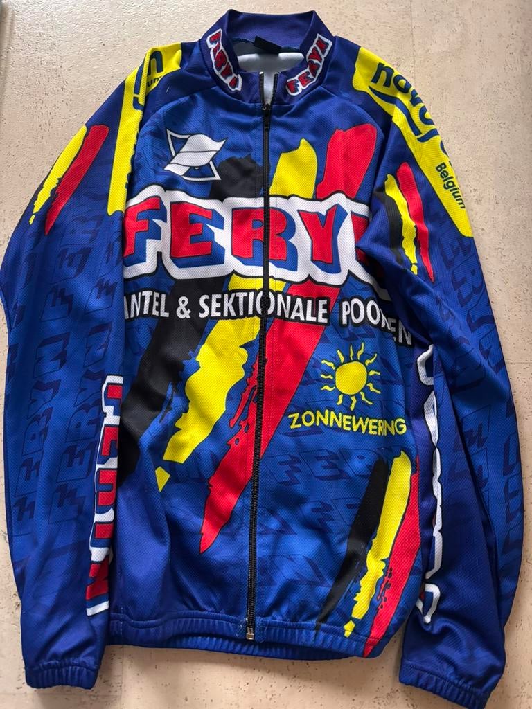 Wielertrui feryn lange mouw maat 4, Sport en Fitness, Wielrennen, Ophalen of Verzenden, Zo goed als nieuw, Kleding