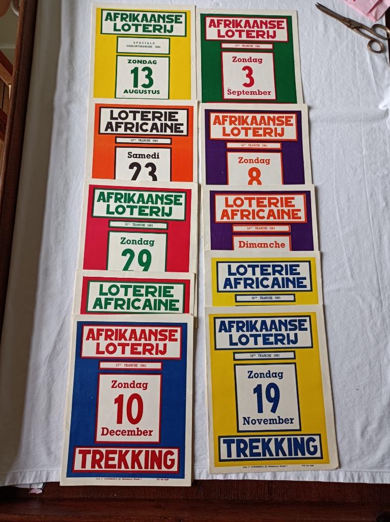 1961 Diverse Affiches Afrikaanse Loterij, Verzamelen, Ophalen