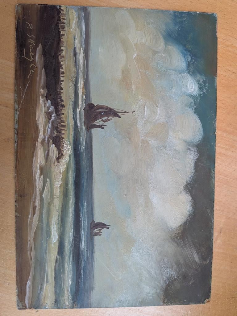 Peinture huile marine  bateau signée, Antiquités & Art, Enlèvement ou Envoi