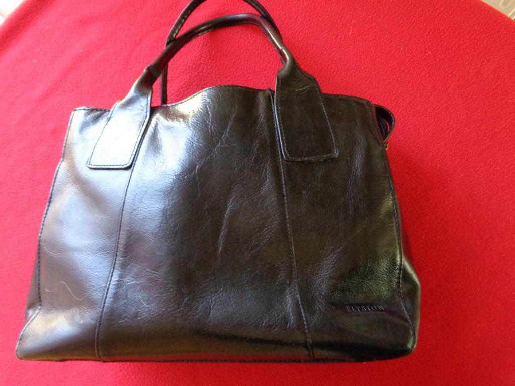 Sac a main cuir noir. Marque: " Elyston", Envoi, Comme neuf, Noir, Sac à main