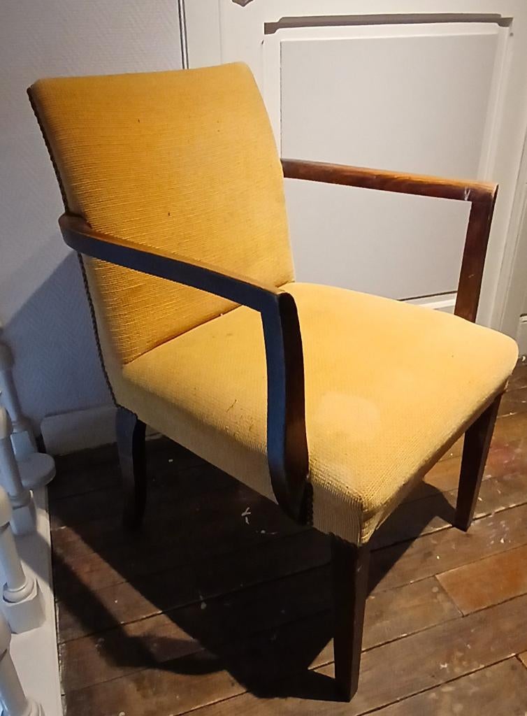 Vintage bridge fauteuil, Ophalen, Gebruikt, Minder dan 75 cm, Art déco