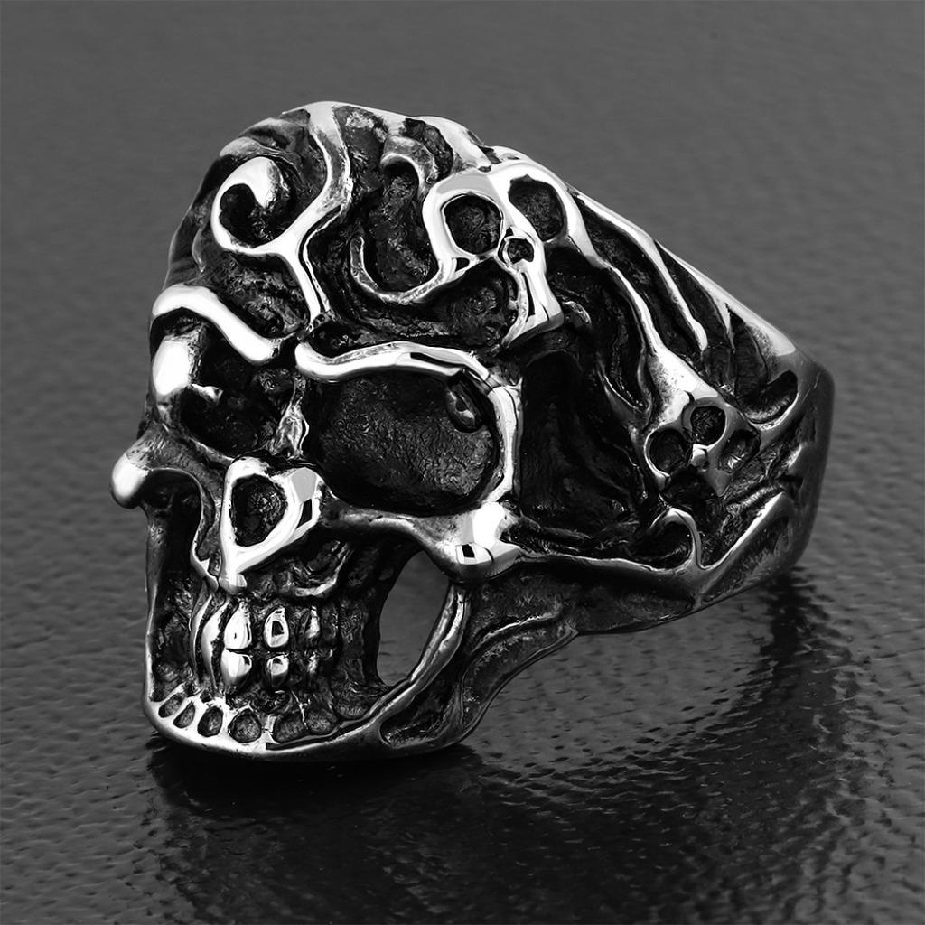 Bague biker tête de mort gothique vintage en acier inoxydabl, Bijoux, Sacs & Beauté, Bagues, Neuf, Femme ou Homme, Fer ou Acier