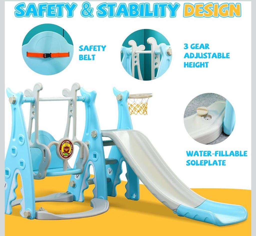Équipement de terrain de jeu 3 en 1 Toboggan et balançoire, Enlèvement, Neuf