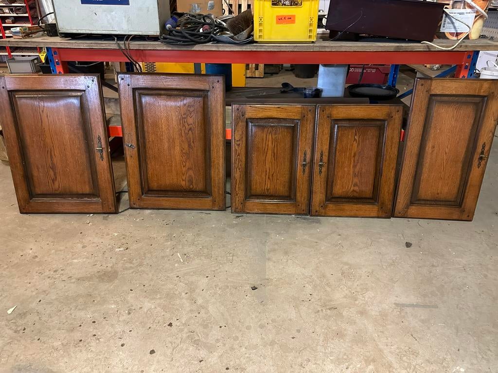 Keukenkast deurtjes en -laden in kwaliteits eikenhout, Ophalen, Zo goed als nieuw