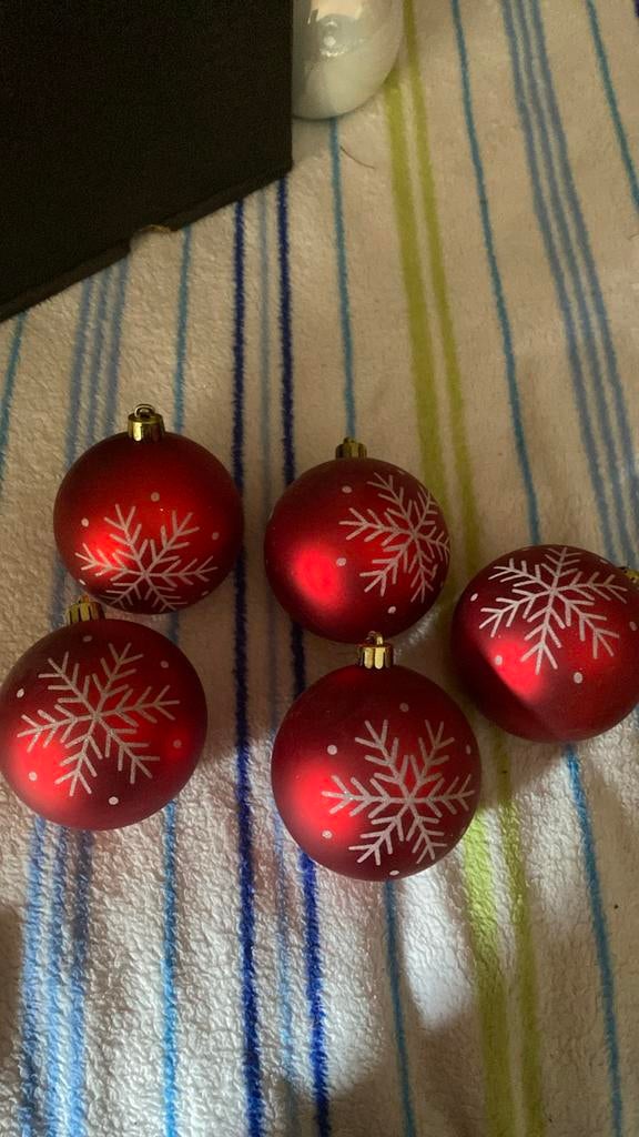 5 stuks rode kerstballen, Ophalen of Verzenden