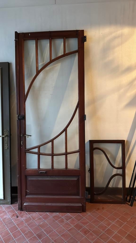 Originele Art Deco deur - circa 1915, Doe-het-zelf en Bouw, Deuren en Vliegenramen, Ophalen, Gebruikt, 80 tot 100 cm, 215 cm of meer