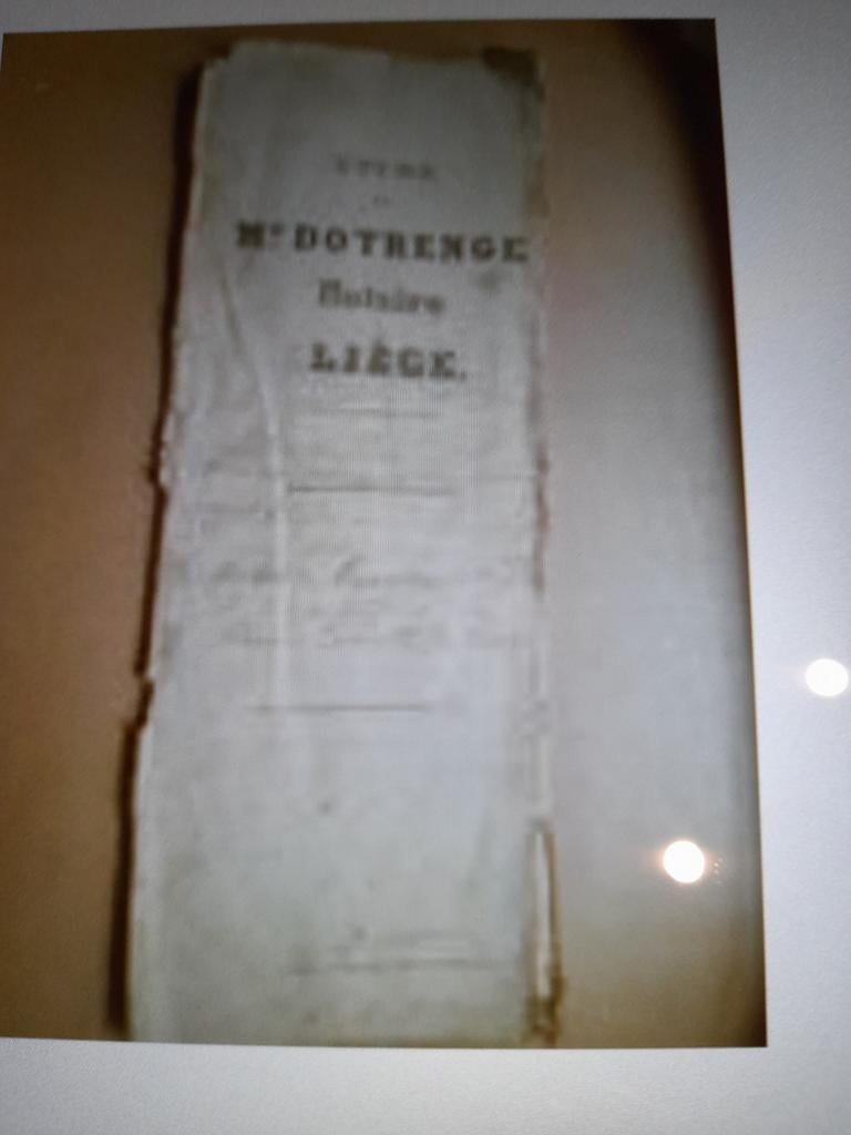 Acte notarié du 28 mars 1884 de Me Dotrange de Liège, Antiquités & Art, Enlèvement ou Envoi