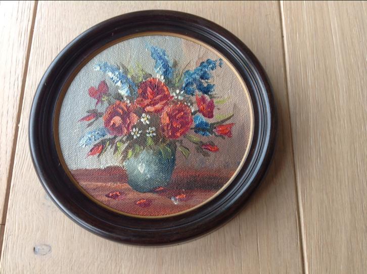 Lijstje met vaas en bloemenschilderij, Ophalen of Verzenden, Zo goed als nieuw