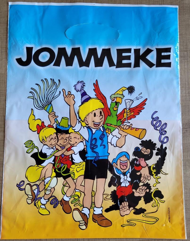 Stripreeks Jommeke: plastic tasje, Verzamelen, Ophalen of Verzenden, Overige figuren, Gebruikt, Gebruiksvoorwerp