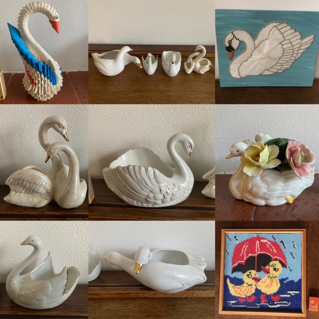 Diverse zwanen zwaan beeldje bloempotje origami schilderij, Antiek en Kunst, Ophalen of Verzenden