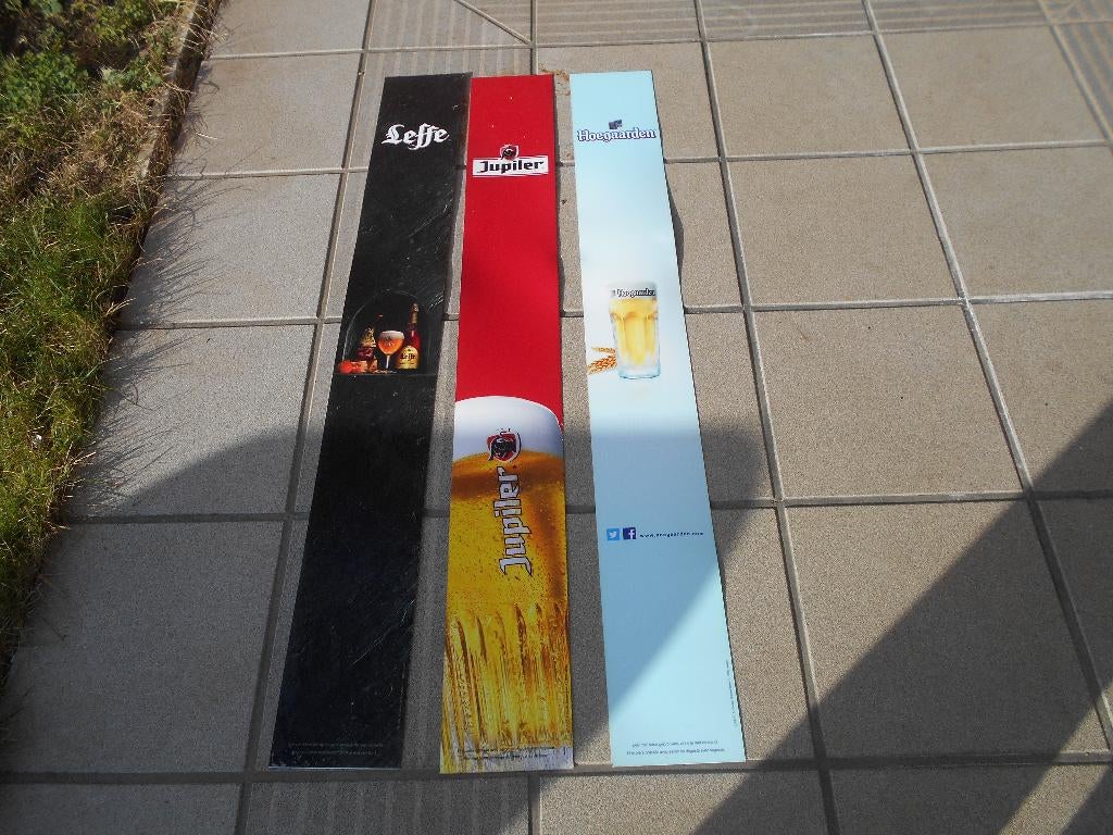 3 plastieke reclamen borden van biermerken, Enlèvement ou Envoi, Utilisé, Panneau, Plaque ou Plaquette publicitaire, Jupiler