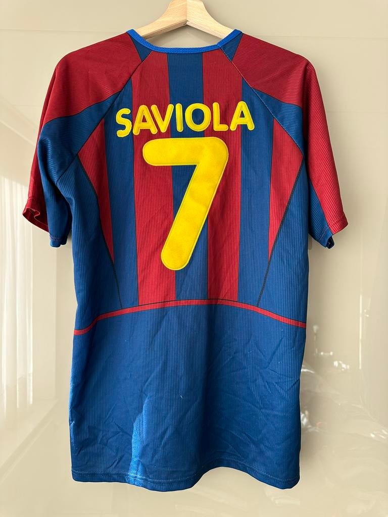 Maillot rétro du FC Barcelone (Saviola), Taille L, Enlèvement ou Envoi, Comme neuf, Maillot