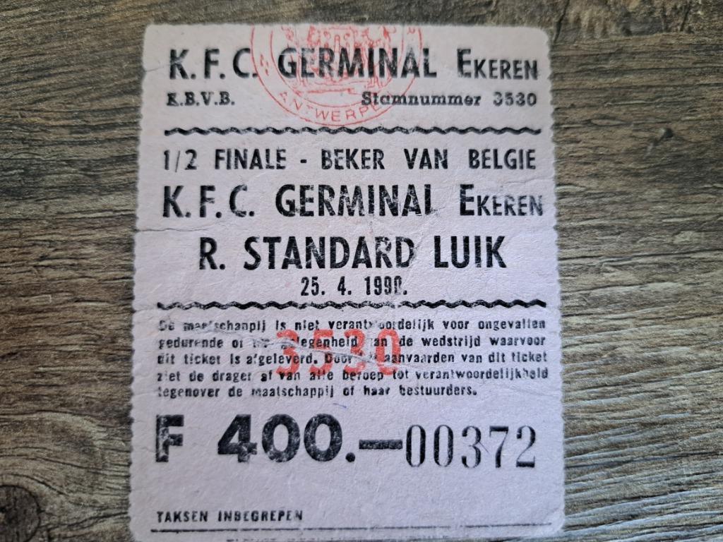 Voetbalticket Germinal Ekeren, Enlèvement ou Envoi, Utilisé