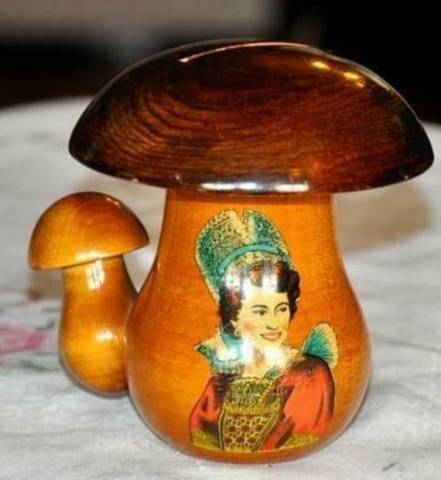 ancienne tirelire champignon en bois, Enlèvement ou Envoi, Utilisé, Bois, Autres thèmes
