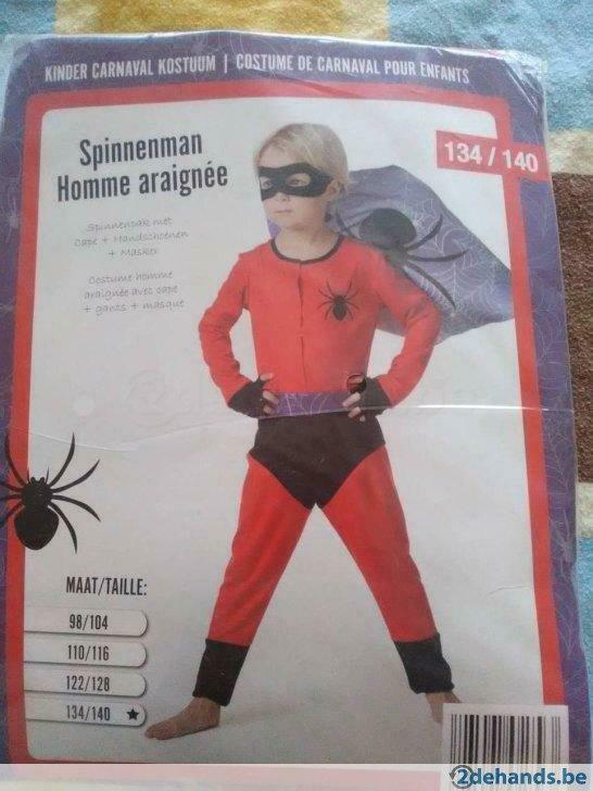 Carnaval verkleedpakje "spinnenman" - Maat 134/140, Ophalen, Gebruikt