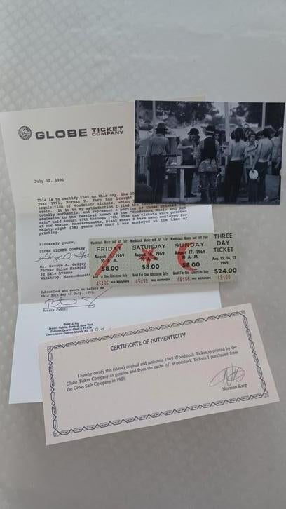 Origineel woodstock ticket 1969