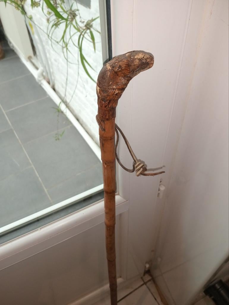 Canne racine de bambou 96 cm., Divers, Bâtons de marche, Comme neuf, Enlèvement ou Envoi