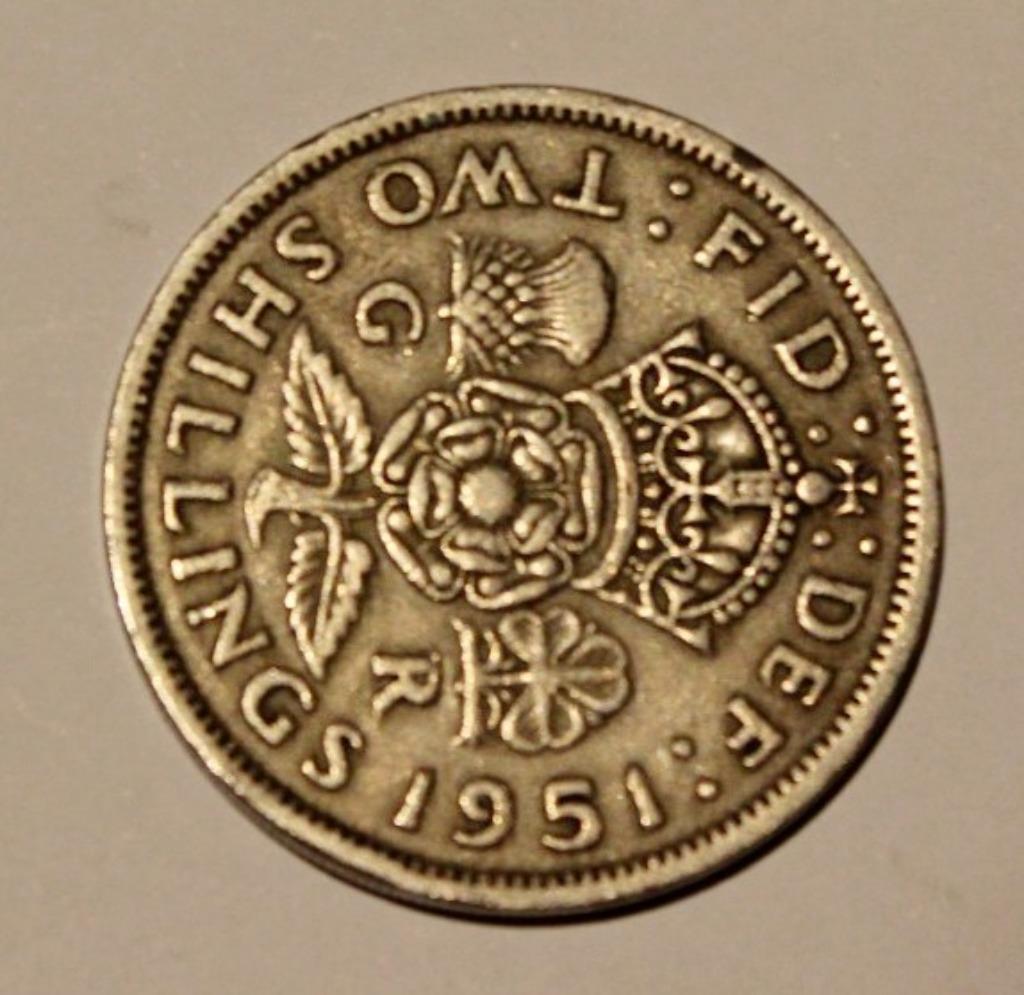 2 shillings (florin) 1951, Verenigd Koninkrijk, Ophalen of Verzenden, Overige landen, Losse munt