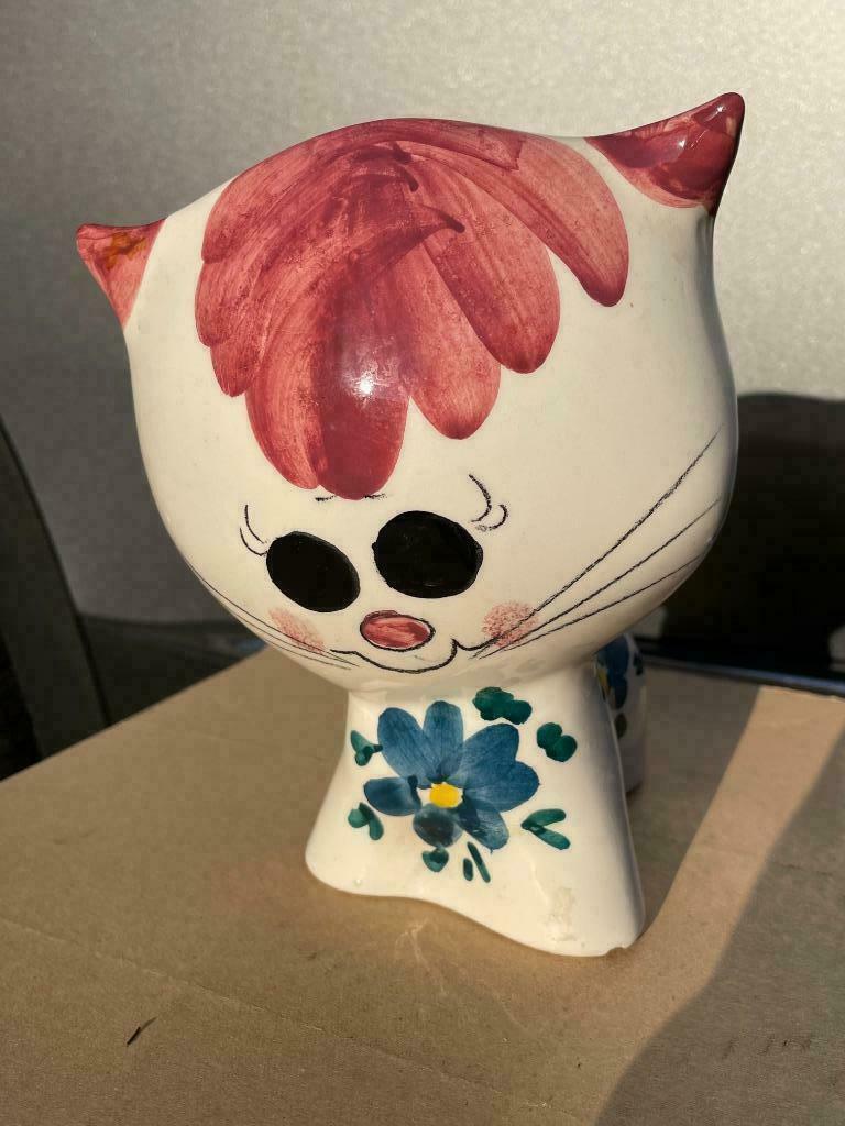 Tirelire chat / chat, Enlèvement, Utilisé, Pierre, Poterie ou Céramique, Animal