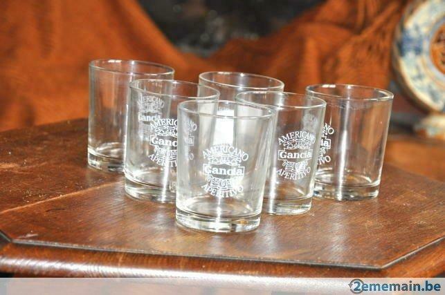 6 verres a apéritif americano gancia, Enlèvement ou Envoi, Utilisé, Verre, Verre ou Verres