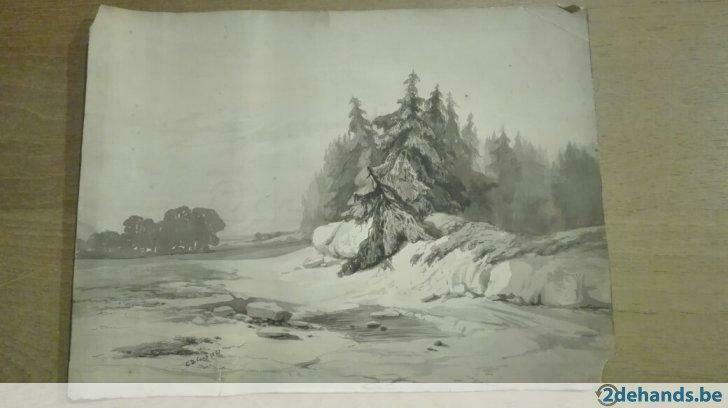 Aquatint C. De Cock 1847, Antiek en Kunst, Kunst | Etsen en Gravures