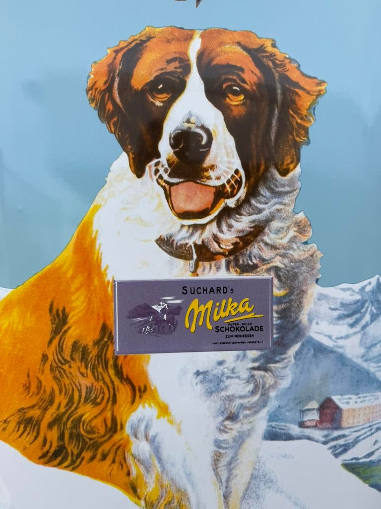 Grand panneau publicitaire en émail MILKA Chocolate, Enlèvement, Comme neuf, Panneau publicitaire
