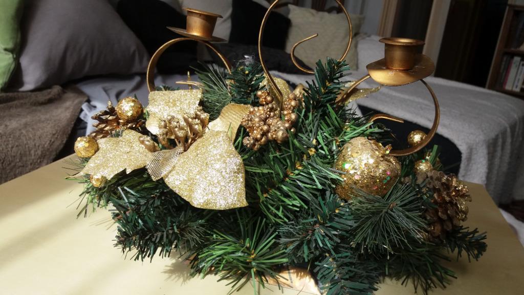 Kerstversiering met 3 kandelaars, Diversen, Kerst, Ophalen of Verzenden, Gebruikt