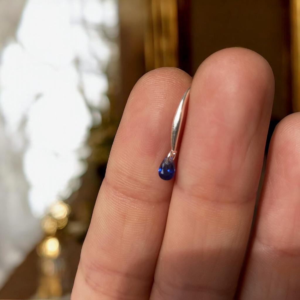 oorbellen zilver 925 saffier, Hangers, Blauw, Nieuw, Ophalen of Verzenden