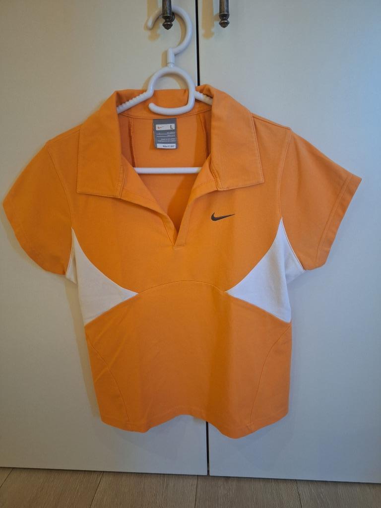 Tenniskleding, bloesje, Nike (Fit Dry), maat 12 jaar, oranje, Nike, Oranje, Ophalen of Verzenden, Zo goed als nieuw