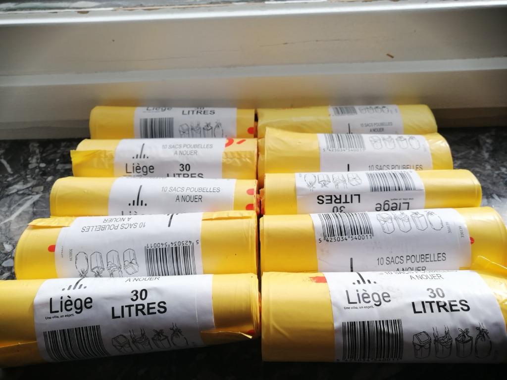 Sacs poubelle Liège gris et jaunes 30L et 60L, Enlèvement, Neuf
