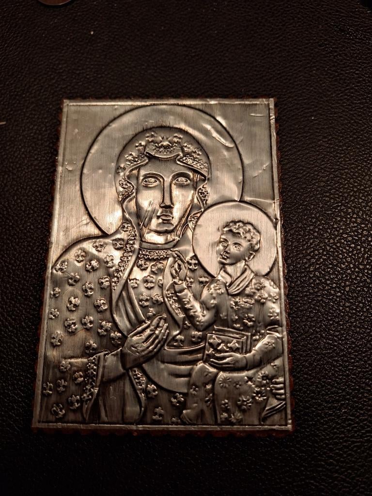 Kadertje in metaal  van de Zwarte Madonna van Krakó, Antiek en Kunst, Ophalen of Verzenden