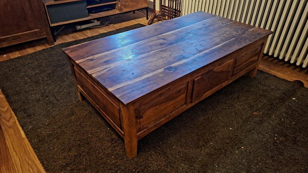 Table de salon en bois massif (chêne) - 150x80x45, 150 à 200 cm, Moins de 50 cm, Enlèvement, Utilisé