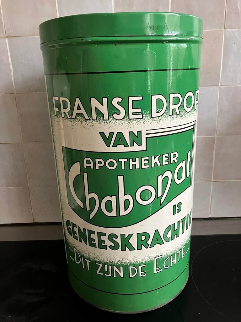 Vintage blikken doos ‘Franse drop ‘apotheker Chabonat’, Ophalen, Zo goed als nieuw